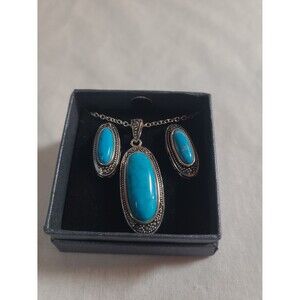 Faux turquoise necklace and earrings set